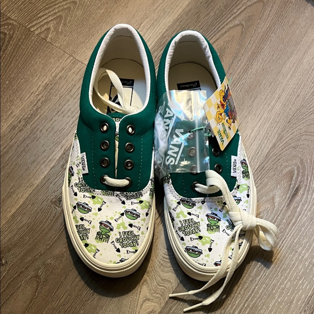 Vans x Sesame Street Green and White Graphic Sneakers